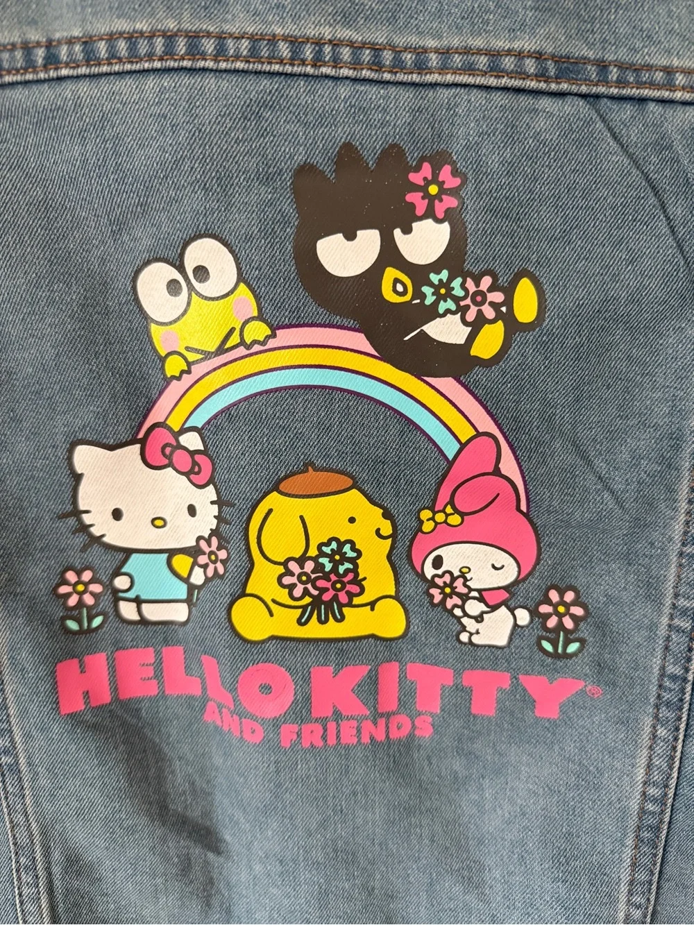 Hello Kitty Light Blue Denim Jacket with Pink Embroidered Logo